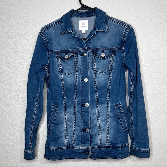 LULAROE Womens XXS Jaxon Denim Jean Jacket Colorful Aztec Embroidery Stretch - Picture 11 of 11